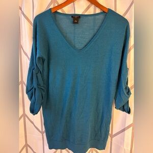Ann Taylor Teal V-Neck Merino Blend Sweater